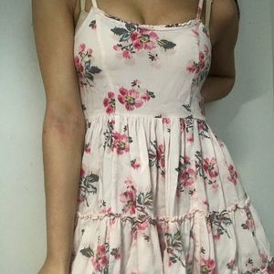 Dainty Pink Floral Pattern Baby-doll Flowy Tank Dress [Abercrombie & Fitch]